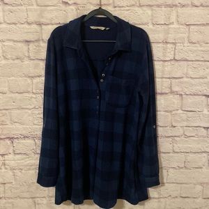 Soft Surroundings plaid flannel button down tunic